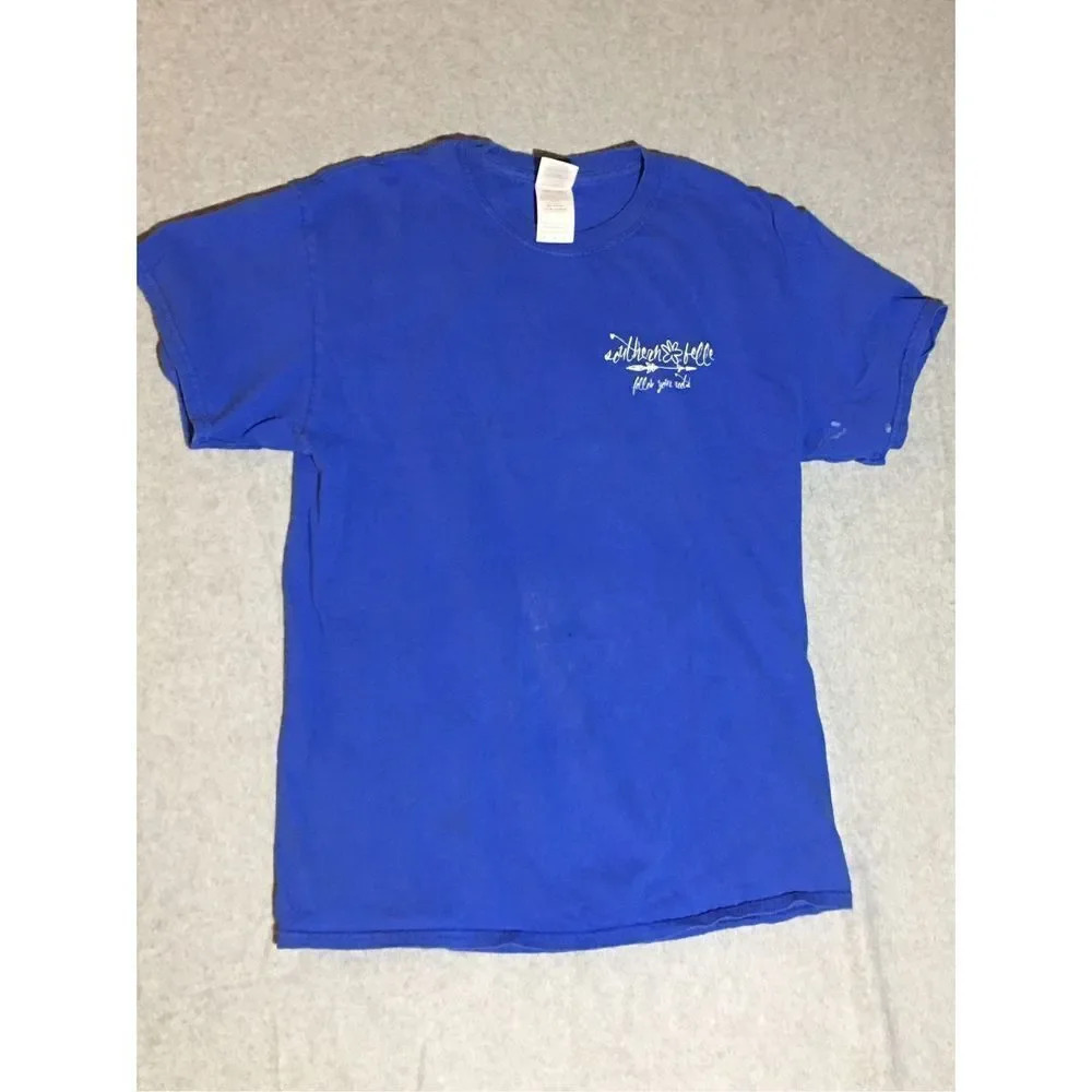 Womens Gildan Shirt Size Medium Rescue Animals Southern Belle Blue Casual
